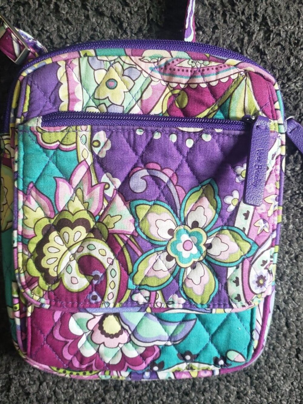 Vera Bradley Mini Hipster Heather Shoulder Bag Crossbody Quilted Purple Floral